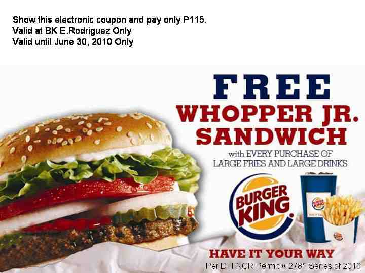 Burger King: Free Whopper Jr @